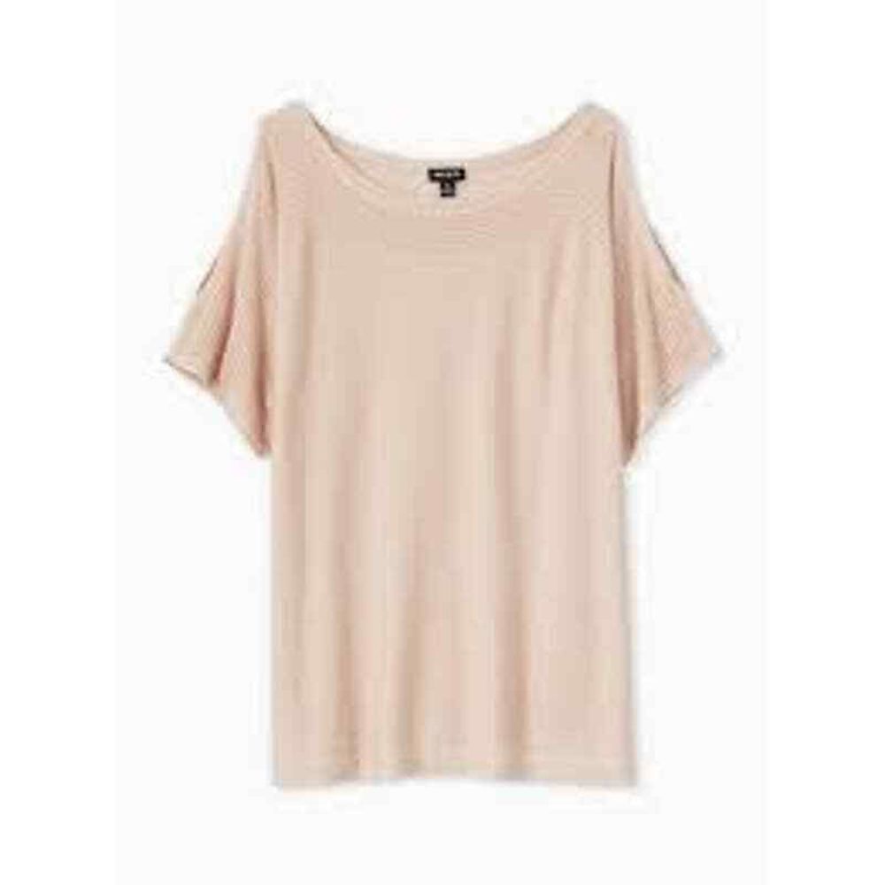Torrid Pink Cold Shoulder Short Sleeve Sweater Size 3 Rayon Metallic 12862507‎